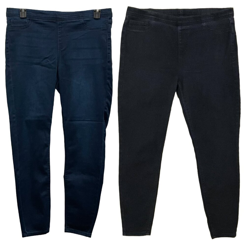 2-Pack Pull-On Skinny Jeggings High Rise Stretch XL Black Blue